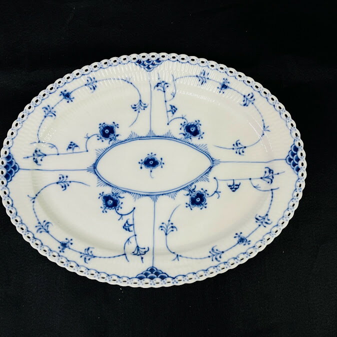 【中古】ブルーフルーテッド フルレース オーバルディッシュ1017231 36cm【送料無料】