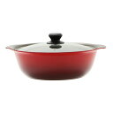 【未使用品】トップバリュ ホームコーディ IH対応 フッ素加工 卓上鍋 HC-TAP120924FU22 レッド系