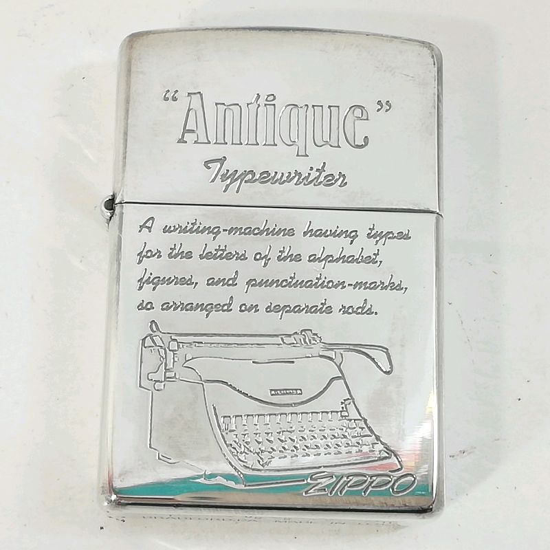 【未使用品】【送料無料】ZIPPO　Antique タイプライターモチーフ シルバー※メール便でお送りします【代引き不可】