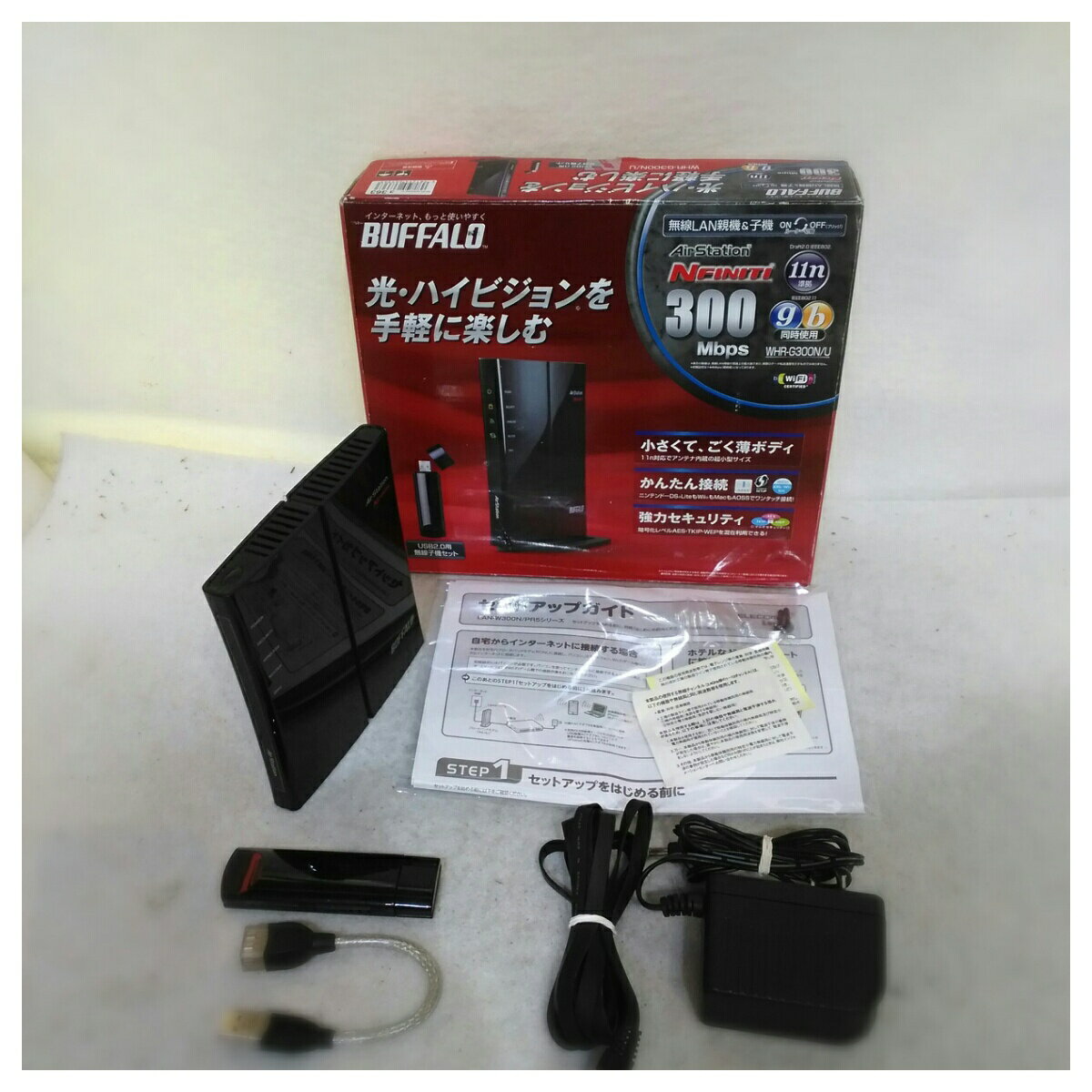 ��ư���ǧ�ѡۡ���šۥ�����ɷ��� �Хåե����� IEEE802.11n/g/b�б� ̵��LAN�롼�� USB2.0�� ̵��LAN�ҵ����å� WHR-G300N/U �֥�å���