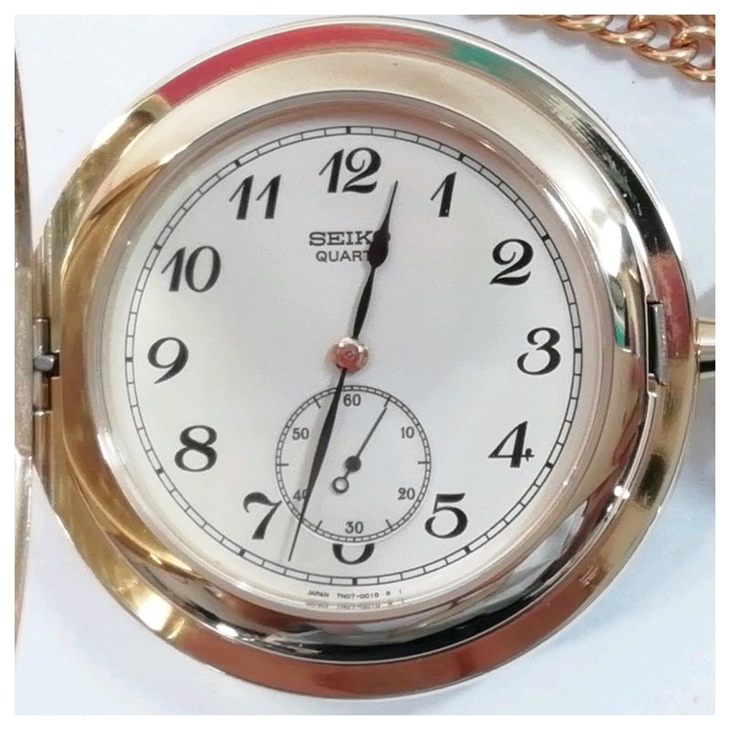 【中古】【送料無料】SEIKO 懐中時計 クォーツ ゴールド 7N07-0010★文字入り※メール便でお送りします【代引き不可】
