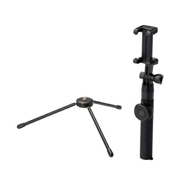 【中古】エレコム Bluetooth自撮り棒 三脚付 ブラック P-SSBTBK