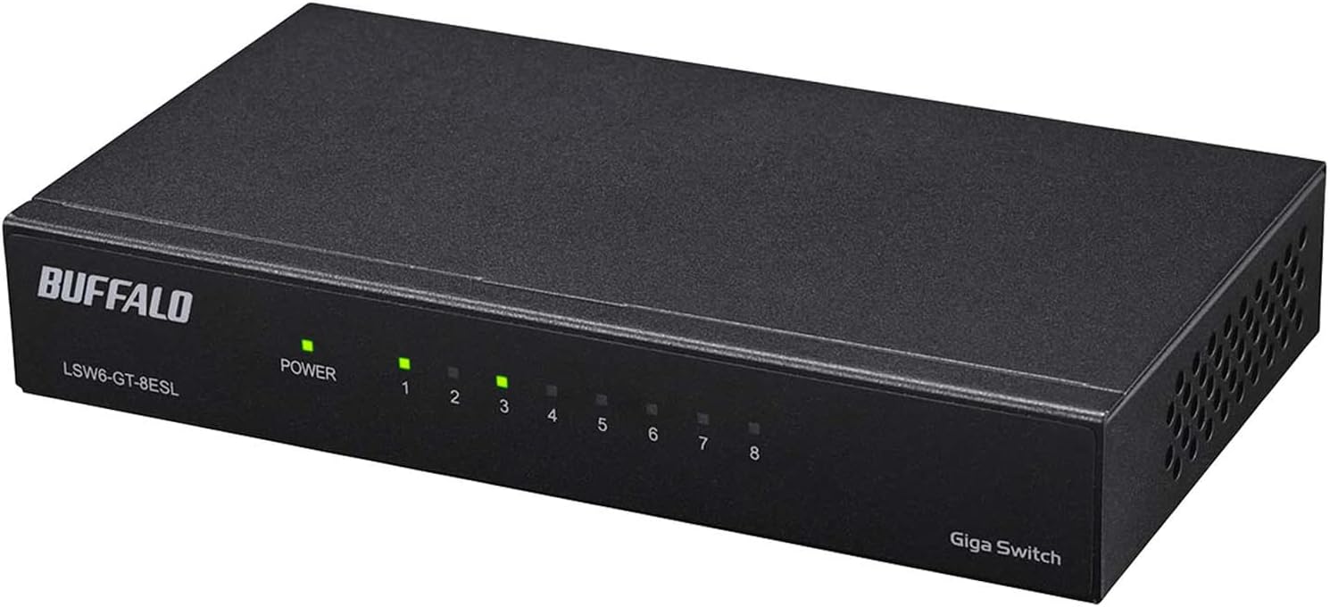 【未使用品】バッファロー 8ポート スイッチングハブ Giga 金属筐体 簡易パッケージ 壁掛け設置対応 LSW6-GT-8ESL/NBK