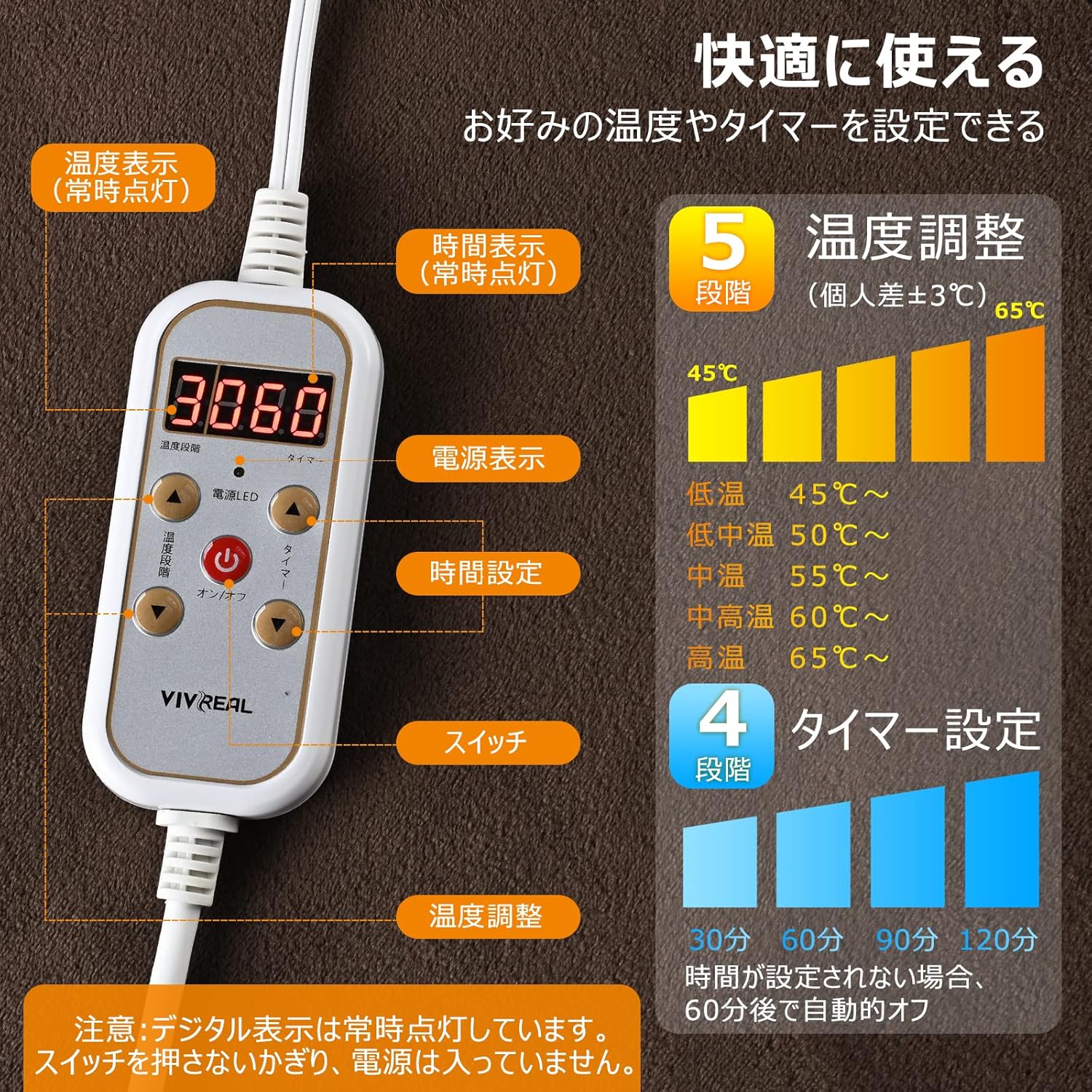 【動作確認済】【中古】VIVREAL パネルヒーター 薄型 足元ヒーター WY-NJW-050K ブ...