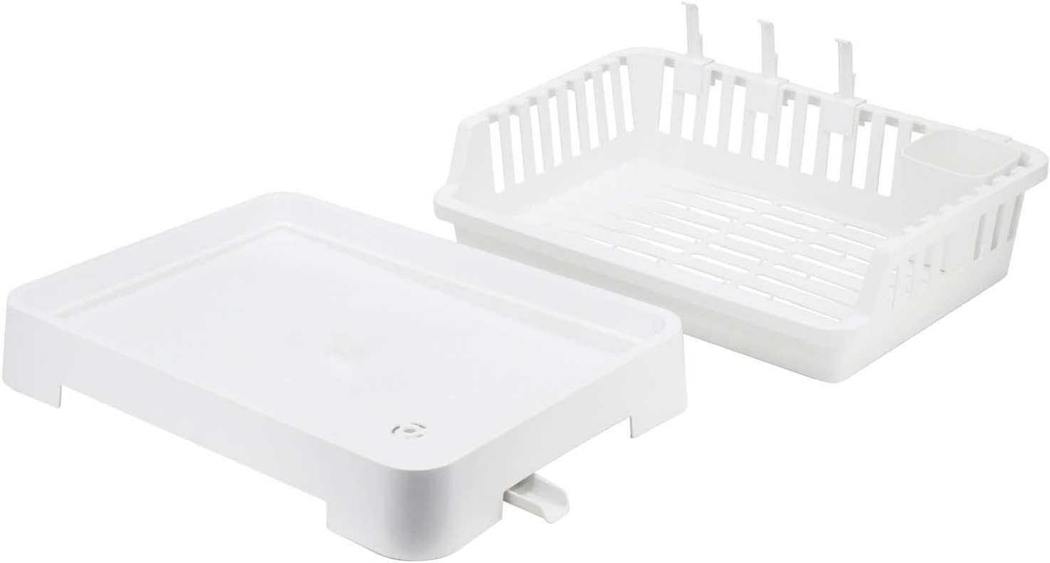 Rakuten - 【未使用品】岩崎工業 水切りカゴ ディッシュドレイナー 排水ノズル付き ホワイト 幅44.2×奥行32.2×高さ15.3cm K-1666 WH 日本製