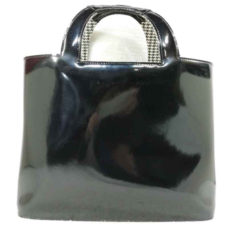 【中古】バレンシアガ ブラック×エナメル トートバッグ
