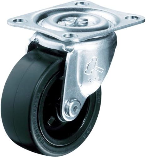 【未使用】ハンマー キャスター 車輪 420G-R 32mm ゴム一体車輪 平付プレート 自在 旋回式