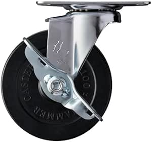 【未使用】ハンマーキャスター 平付けプレート旋回式+ストッパー付き ゴム車輪 415E-R50