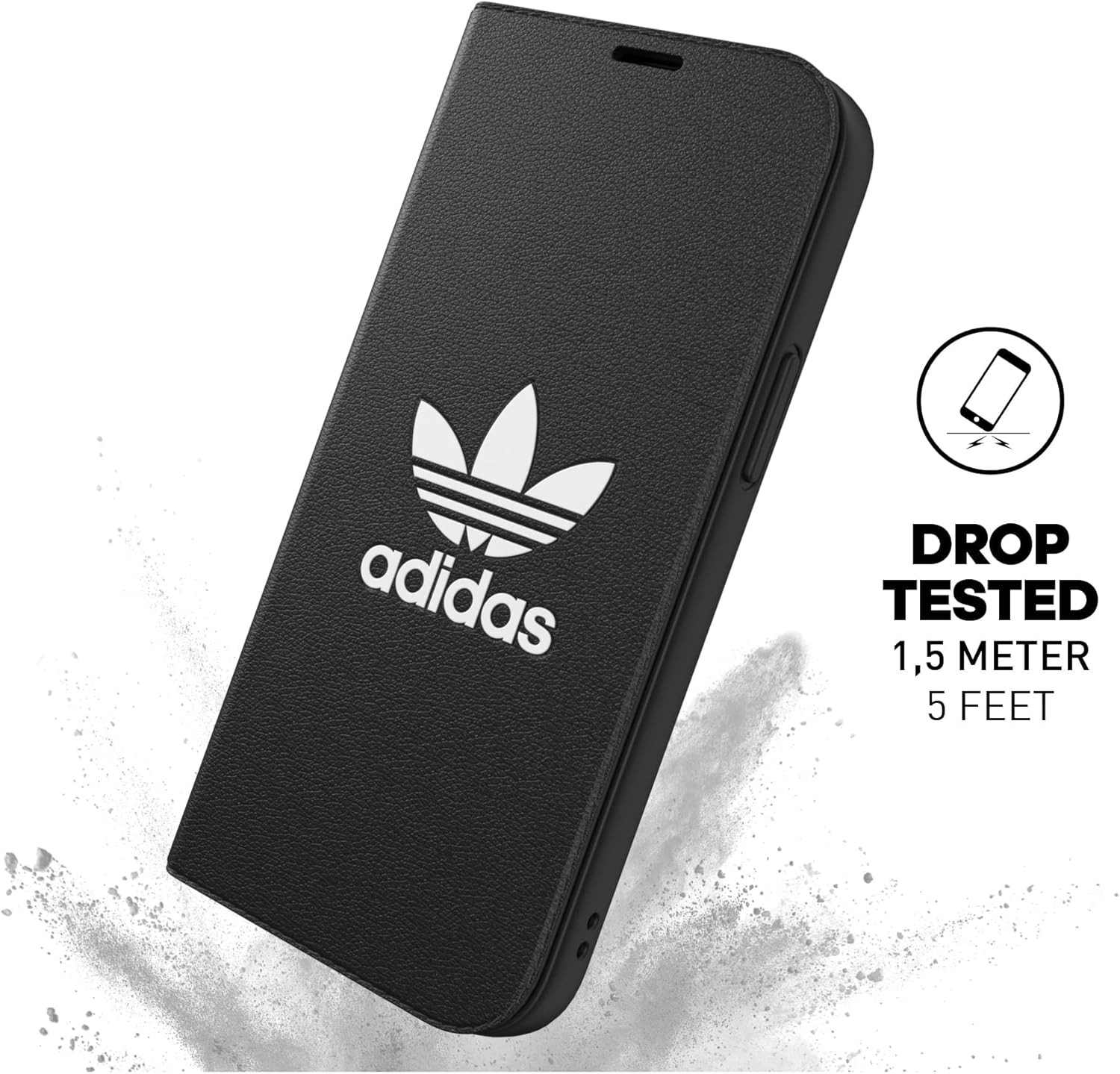 未使用品 アディダス iPhone12Miniケース 手帳型 トレフォイル FW20 デザイン ブラック 【送料無料】【メール便でお送りします】代引き不可