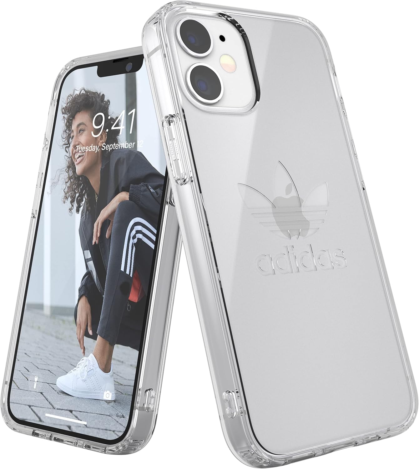 未使用品 アディダス iPhone12miniケース 衝撃保護ケース FW20 デザイン クリア【送料無料】【メール便でお送りします】代引き不可