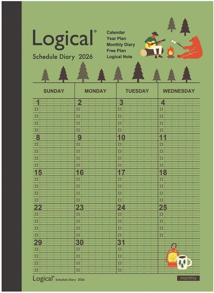 未使用品 ナカバヤシ 限定 2026 ロジカルダイアリー 月間ブロック A6 キャンプ NS-A60 ...