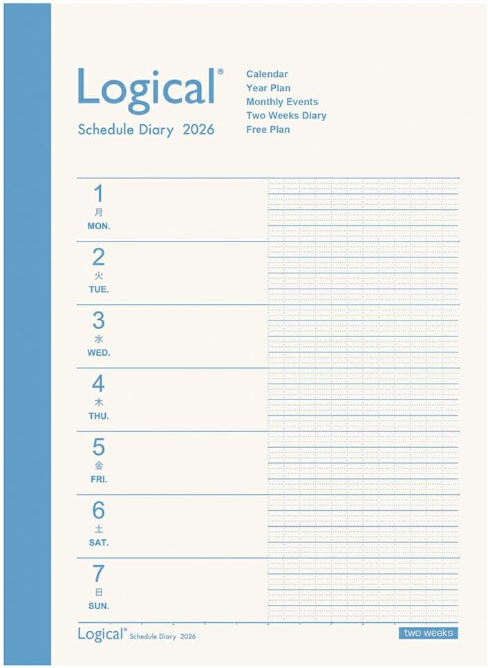 未使用品 ナカバヤシ 2026 ロジカルダイアリー 見開き2週間 A6 ホワイト NS-A604-2 ...