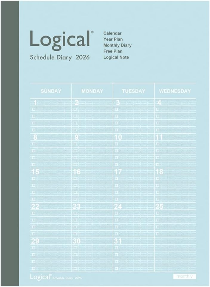 未使用品 ナカバヤシ 2026 ロジカルダイアリー 月間ブロック A6 ブルー NS-A602-26 ...