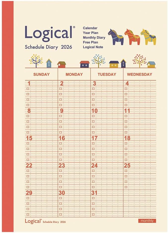 未使用品 ナカバヤシ 2026 ロジカルダイアリー 月間ブロック B6 ウマ NS-B602-26A ...