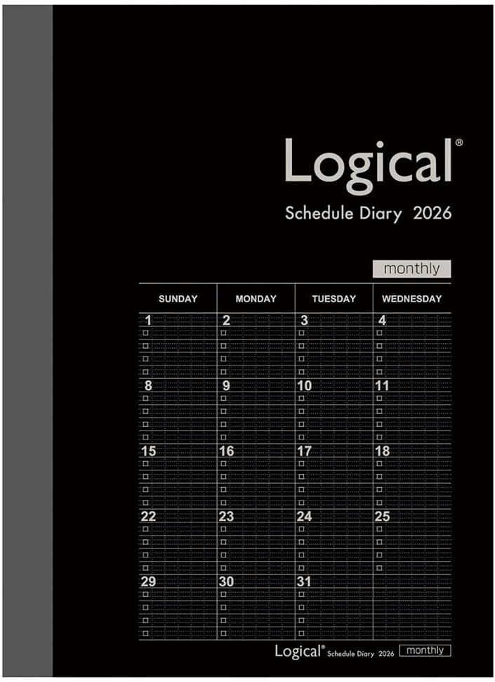 未使用品 ナカバヤシ 2026 ロジカルダイアリー 月間ブロック A6 ブラック NS-A602-2 ...