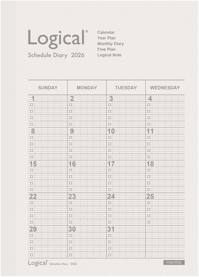 未使用品 ナカバヤシ ロジカルダイアリー 月間ブロック B6 ホワイト NS-B602-26AW【送 ...