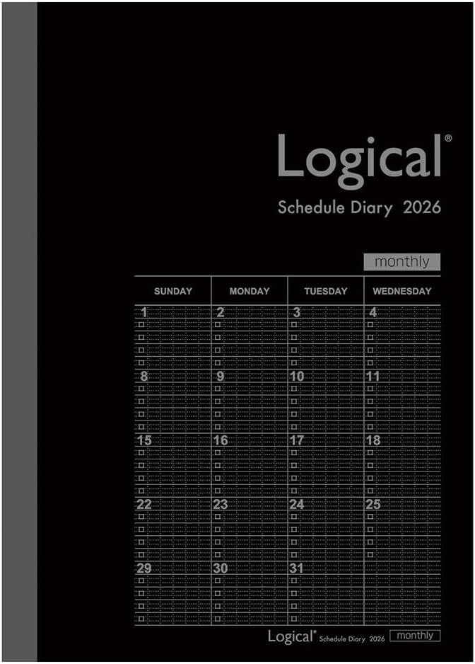 未使用品 ナカバヤシ 2026 ロジカルダイアリー 月間ブロック B6 ブラック NS-B602-2 ...