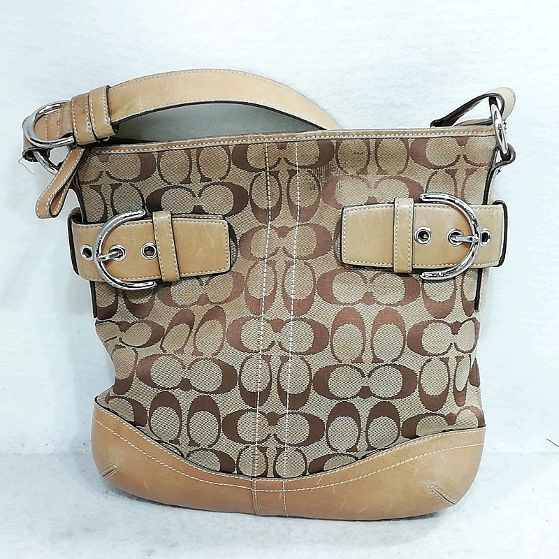 COACH - 【中古】COACH ショルダーバッグ H05K-3574 ブラウン系 キャンバス×レザー