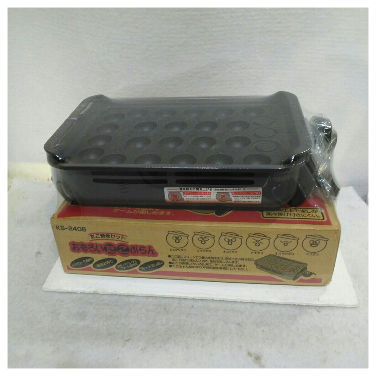 【動作確認済】【中古】置き古し 杉山金属 電気たこ焼き器 22穴 KS-2406 レッド系