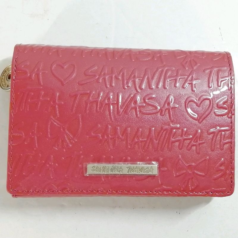 乐天商城 - 【中古】サマンサタバサ スクリッタ型押し エナメル折り財布 ピンク