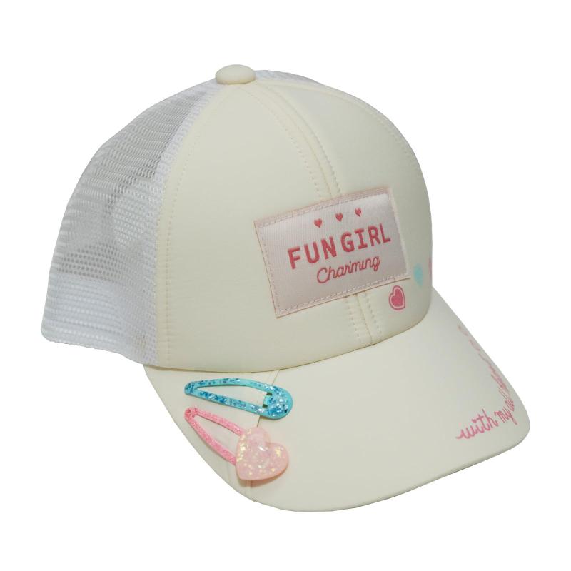 [Happy Beans] 帽子 女の子 ヘアピン付キャップ キッズ 小学生