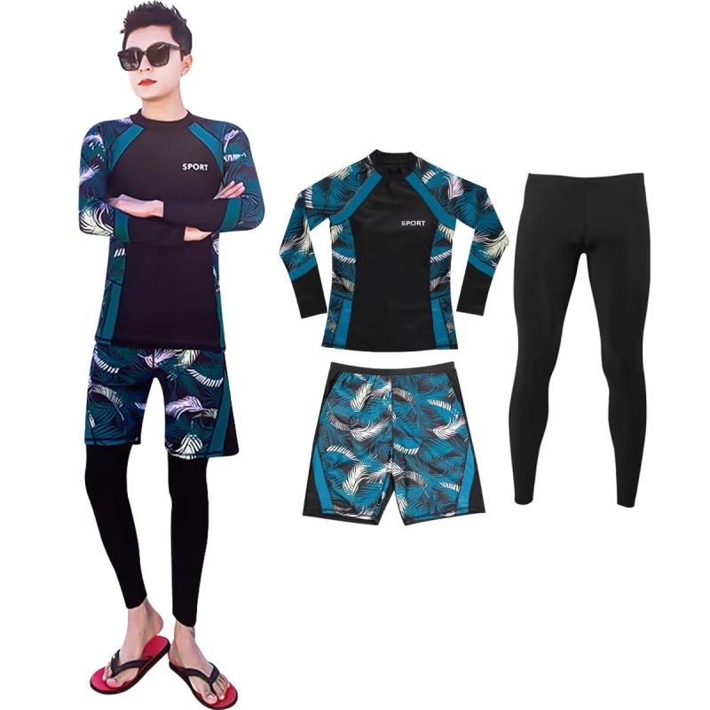 [Guooolex] ラッシュガード メンズ 水着 3点セット 長袖 ラッシュレギンス サーフパンツ スイムウェア ..