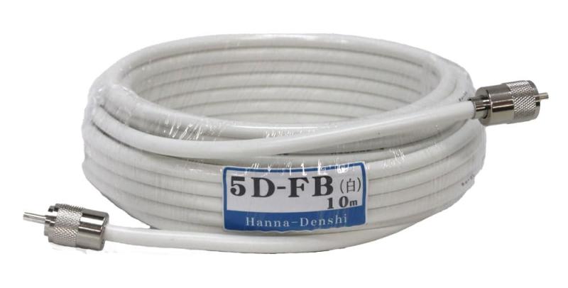 同軸ケーブル 5D-FB (白) 10m 四国電線 両端M型コネクター付