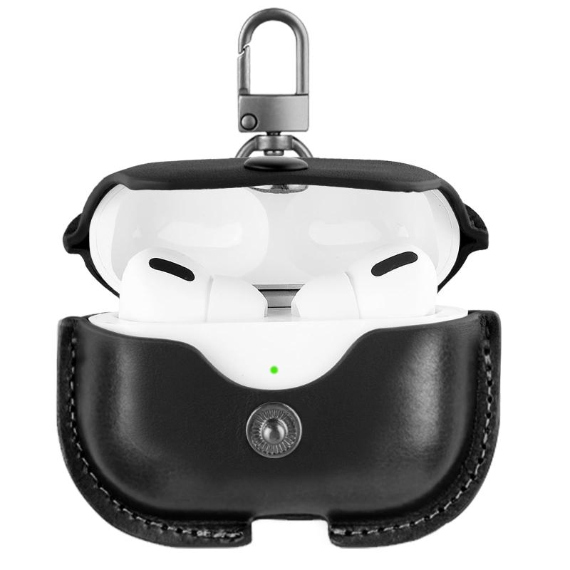 CABOBE 対応 AirPods Pro2 ケース/AirPods Pro ケース エアーポッズプロ2/1 レザー素材 LED可視 ワイヤレス充電対応 耐衝撃 防水 防塵 軽量デザイン 傷防止 紛失防止 シンプルスリム カラビナ付き(ブラ