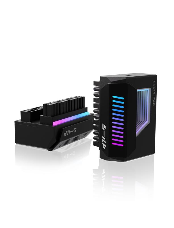 EZDIY-FAB シールド シリーズ ATX 24ピン180度電源コネクタ 24ピンアングル アダプター インフィニティ ミラー ARGB ライト、ATX 24 ピン 電源コネクタ、ATX3.1仕様規格に準拠 、5V 3ピン ARGB 同期メス