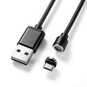 サンワダイレクト microUSBケーブル マグネット着脱式 QuickCharge USB両面挿し 充電・通信 2A対応 1m ブラック 500-USB060