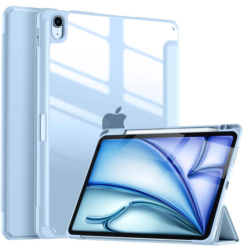 Maledan iPad Air 11インチ ケース 2025 M3/2024 M2/第5/4世代 (2022/2020) 対応 Pencil収納可能 DIY透明カバー 薄型 衝撃吸収