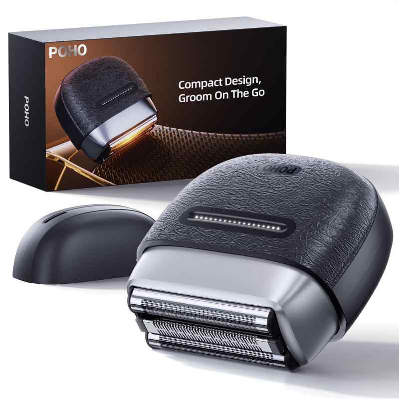 POHO ひげそり 電動シェーバー メンズ 小型 人気 【2025新登場 往復式3枚刃】スライドアンロック 電気シェーバー フローティング 3枚刃 乾湿両用 お風呂剃り対応 髭剃り 電動 滑り止めテクス
