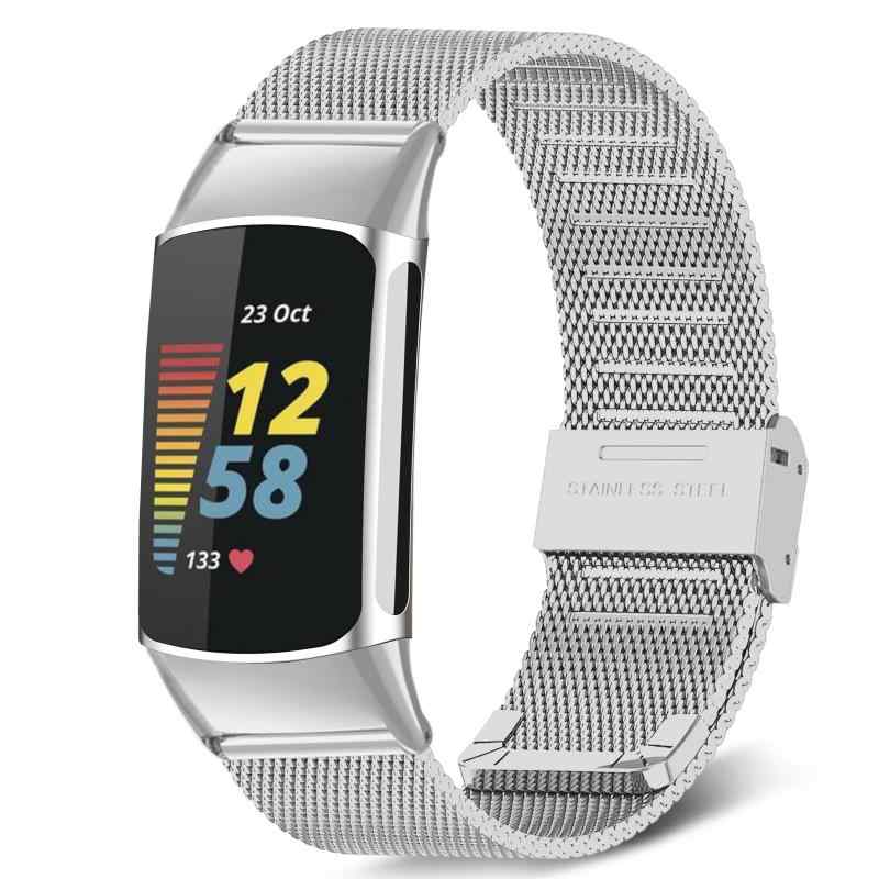 [HeeNia] Fitbit Charge 5 対応 バンド 金属ベルト ステンレス製 替えベルト 長さ調節可能 男女兼用 Fitbit Charge 5 対応 交換バンド
