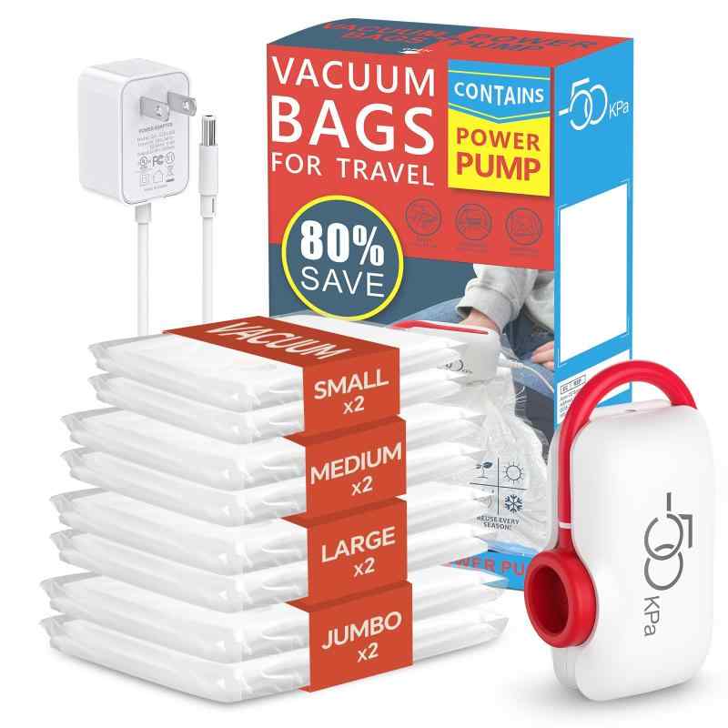 リスタトショップのVacbird 旅行用圧縮袋 多枚入 衣類 圧縮袋 USB給電 電動ポンプ付き 服 収納 旅行 引越し 出張 衣類整理 海外旅行 修学旅行 家族旅行 荷物 便利グッズ｜アングル2