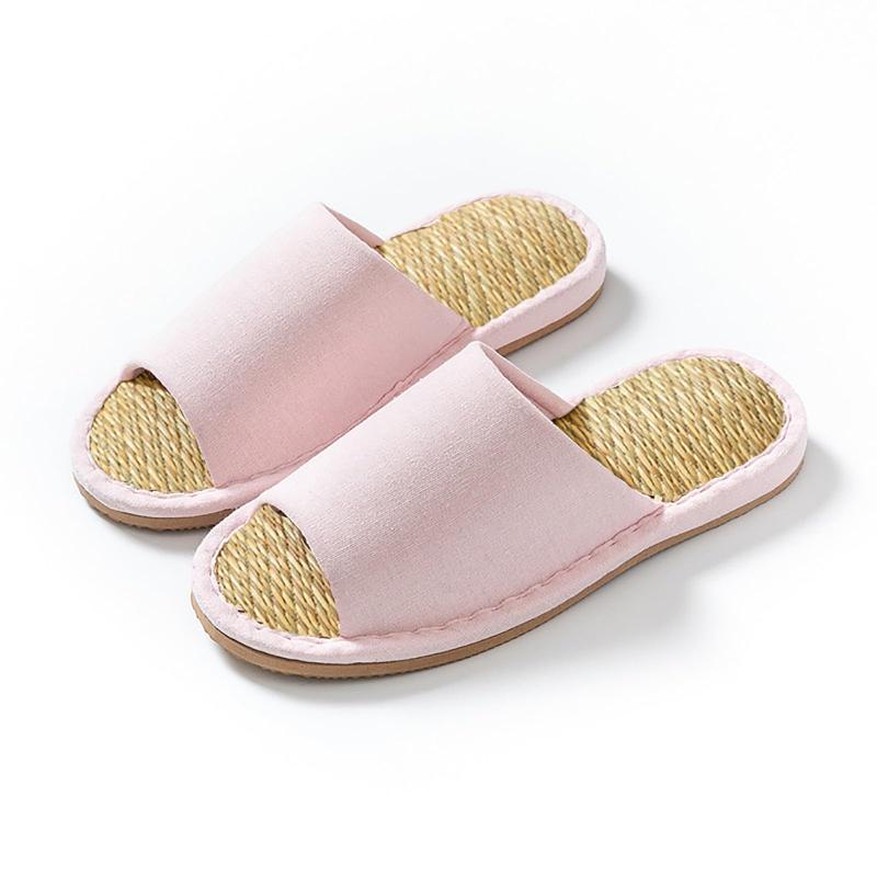 [slefancy] スリッパ い草 ルームシューズ 春夏 室内履き リネン 亜麻 男女兼用 涼しい 滑り止め 軽量 前開き 無地 レディース メンズ 静音で 来客用 部屋用 ギフト サンダル シンプル 素足で履