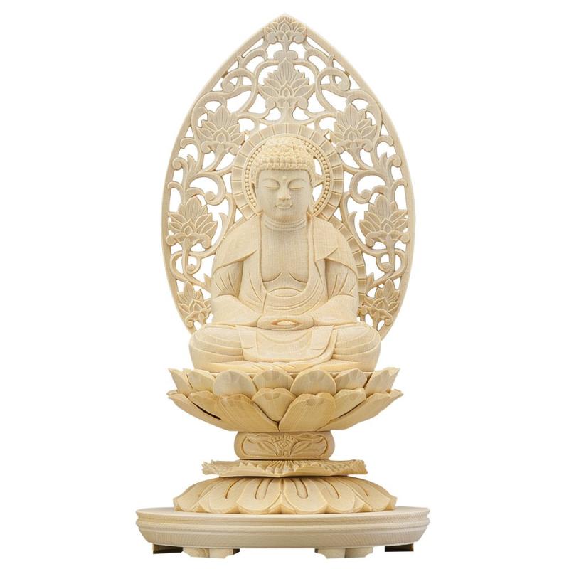 仏壇屋 滝田商店 仏像 大佛師「帆刈黌童(ほかりこうどう)」監修 釈迦如来 (曹洞宗・臨済宗) 白木製 2.5..