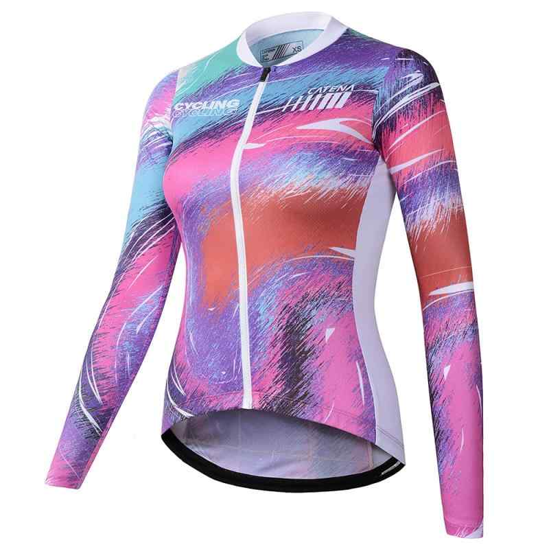 [CATENA] レディース サイクルジャージ 長袖 自転車ウエア 吸汗速乾 通気3つポケット　背中には3つポケットがあって、財布や携帯、または補給品などを携帯に便利です。滑り止めの裾　服の裾は滑り止めシリコーンのストリップが添付されて、走行中は上下のスライドを心配しないです。夜間安全　サイクルジャージには反射素材などを使用し、より視覚性を高めて，夜間の自転車の安全性を高める。快適なサイクリングだけではなく、安全なサイクリングが必要です。吸汗速乾　生地が軽量で、柔らかくて、伸縮性有りで、通気性が抜群です。汗のかきやすい脇の下と側面は通気性メッシュ生地を使用、走行中の汗を速やかに排出しながら肌の爽やかな状態を保ちます。適用範囲　このジャージはすべてのスポーツにぴったりです。例えば、トレーニング、スポーツ、ランニング、サッカー、野球、サッカー、ホッケー、ゴルフ、自転車、釣り、アウトドアなど、普段のカジュアルウェアとしても使えます。