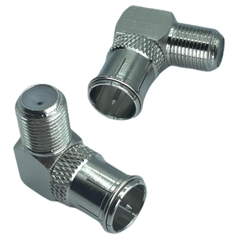 CNCTWO(コネクトツー) 【2個セット】テレビアンテナL字型プラグ ネジ式(メス)-クイック式(オス) プッシ..