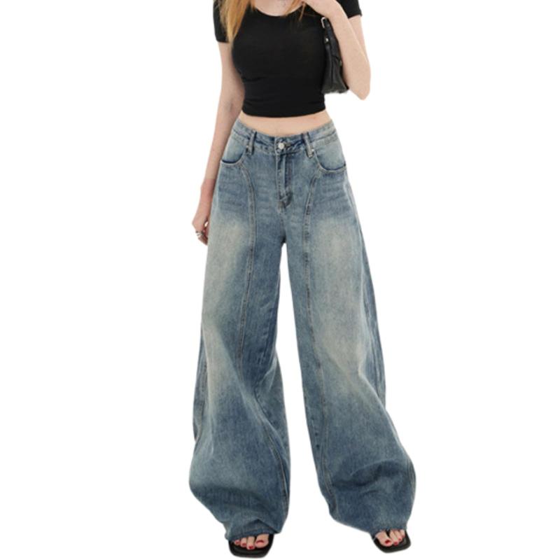 [TYYRBMG] ジーンズ デニム カーブデニム ワイドパンツ ロング レディース バレルレッグデニム バギー ハイウェスト カジュアル ゆったり 美脚 おしゃれ 体型カバー きれいめ 着痩せ お出掛け