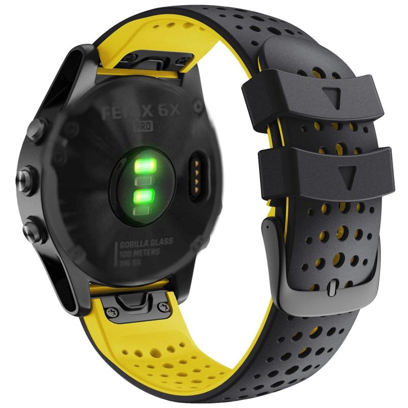 [Ahayo] QuickFit 26mm 替えバンド 用のガーミン Instinct 2X / Fenix 8 51mm / epix Pro 51mm /Enduro, 留め金具の多空気穴通気性 シリコン スポーツ バンド に適合するGarmin I