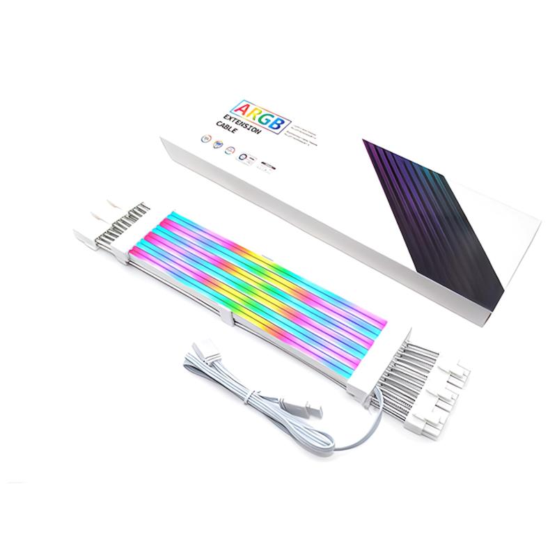 【スモールラボ】LED ARGB 5v 3pin スリーブケーブル 延長ケーブル 30cm 24pin マザーボード 電源