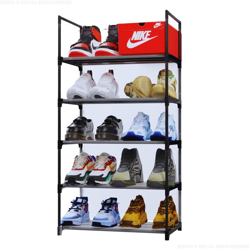 ZENTOU シューズラック 5段 靴収納 靴棚 下駄箱 シューズボックス 省スペース 8~10足 幅45×奥行28×高さ..