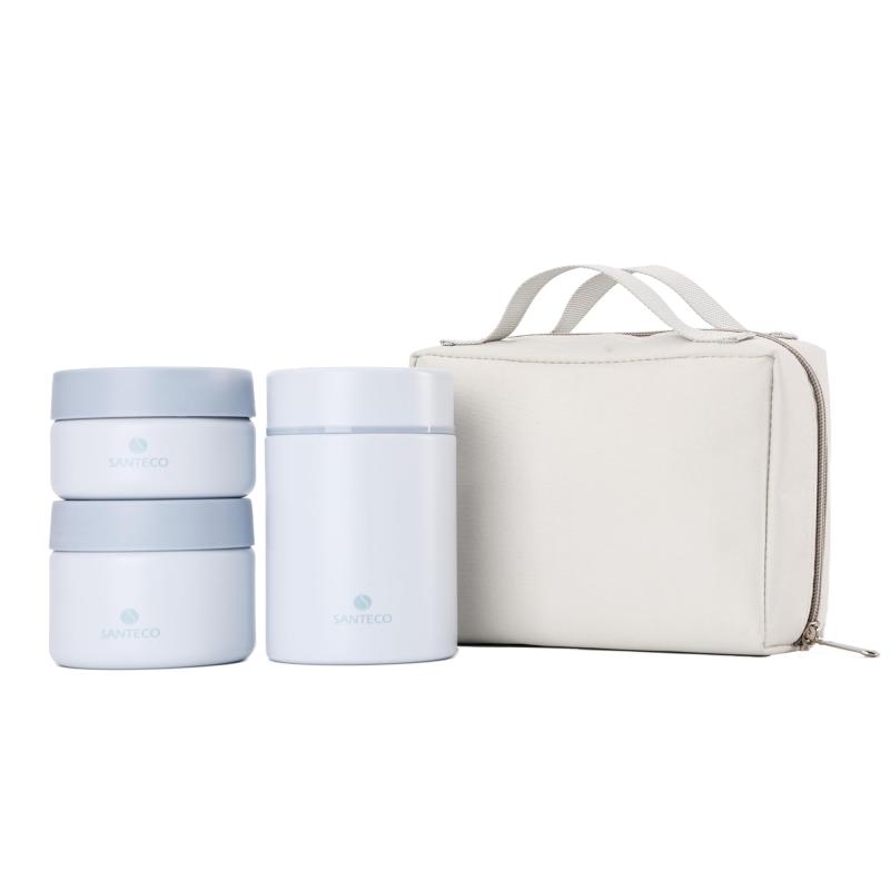 SANTECO 真空断熱スープランチセット 1050ml ランチジャー保温弁当箱 スプーン 専用バッグ付 オシャレ ..