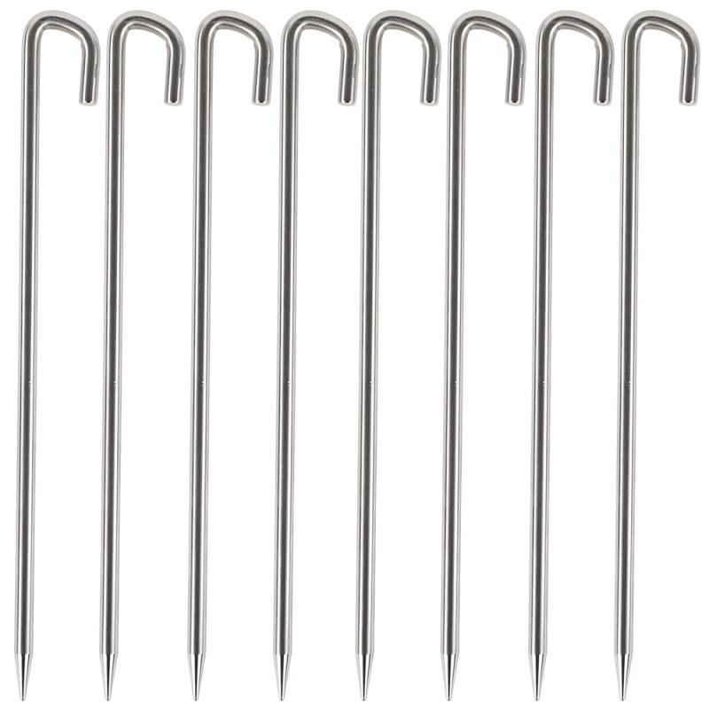 Soomloomステンレスペグ ステーク テント・タープ固定用 一体化 長さ30cm キャンプ設営用具 ペグセット 8本/16本入り
