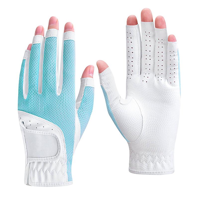 ゴルフグローブ 両手 レディース ゴルフ手袋 指出し 通気性 柔らかい 衝撃吸収 滑り止め 耐久性 初心者 ゴルフウェア ゴルフ用 春夏 2サイズ