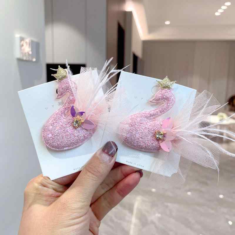 子供用 女の子 ヘアクリップ スワン型 春 プリンセス キラキラ ダックビル サイド ...