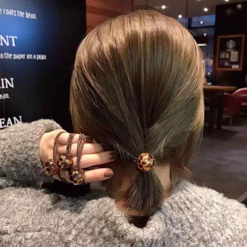 Rakuten - レディース ヒョウ柄 アクリル 氷裂 ヘアゴム 髪留め ヘアアクセサリー かわいい 普段使い 伸縮性 ゴム