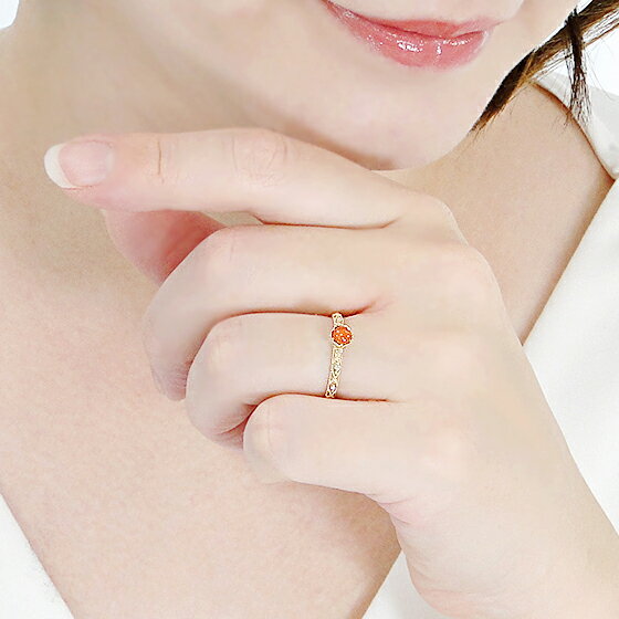 K18YG 珊瑚 & ダイヤモンド リング 【送料無料】【代引手数料無料】【品質保証書】18金 K18 ゴールド 指輪 レディース ジュエリー 綺麗 上品 人気 可愛い 色石 リング 上質厳選素材 クラシカル アンティーク風 ミル打ち オレンジ コーラル 赤 サンゴ