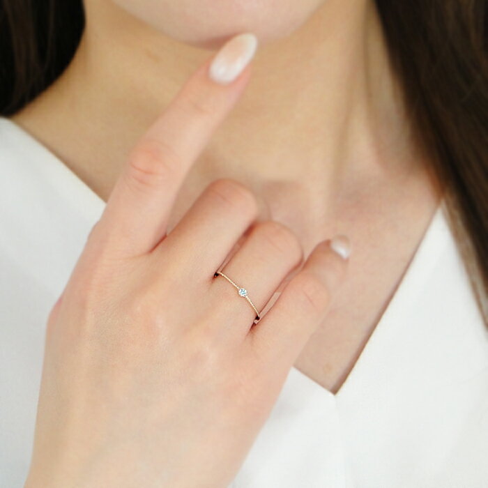 当店おすすめ！K10YG【0.03ct】一粒 ダイヤモンド リング【送料無料】【品質保証書...