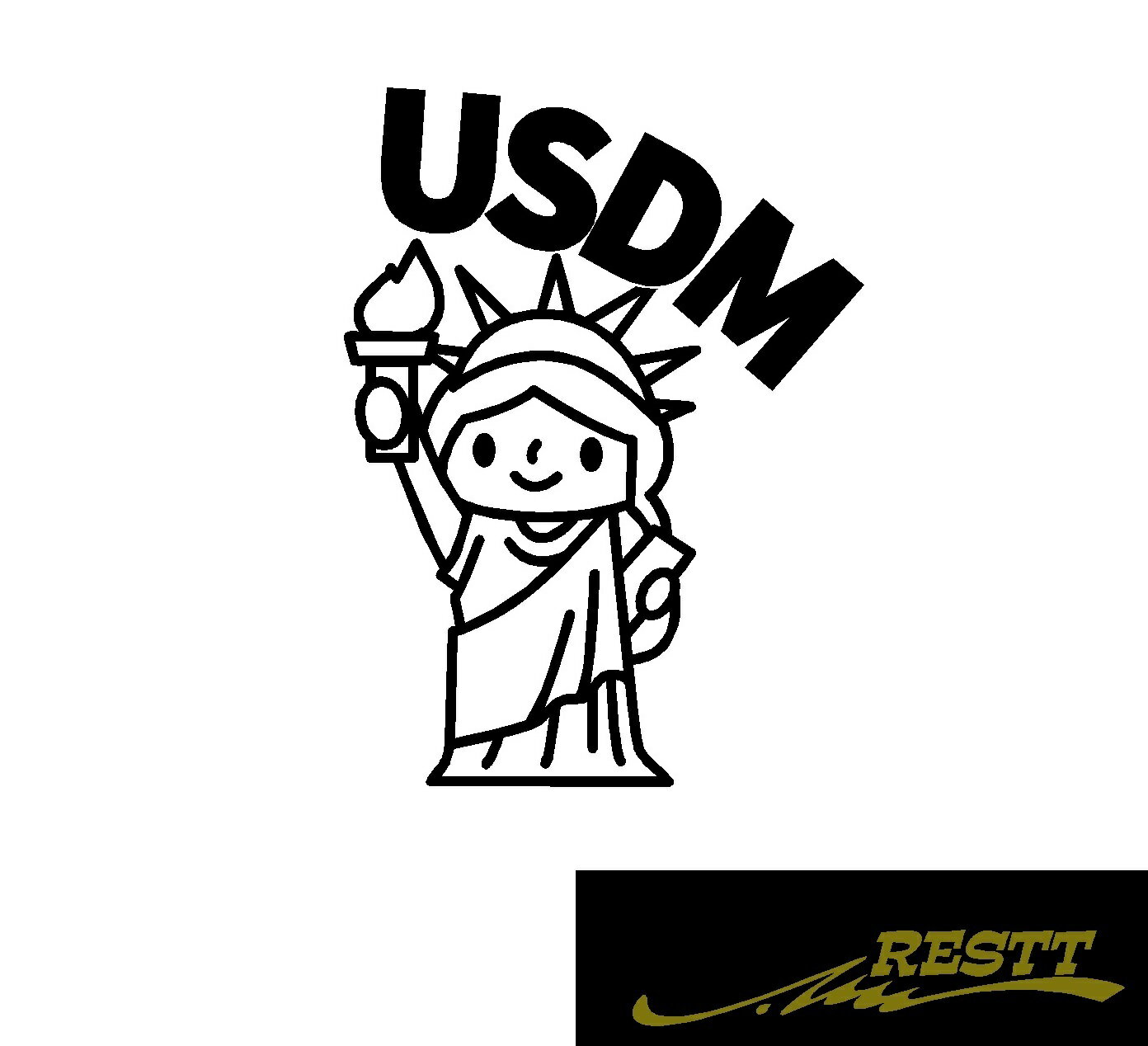 Rakuten - USDM　自由の女神　デフォルメ　ロゴ　カッティングステッカー　小サイズ